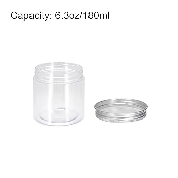 Amazon｜uxcell 透明なプラスチックジャー シルバーアルミ蓋付き