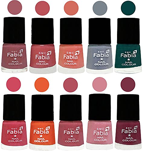 Image of ALL IN ONE (PACK OF 10), Long Lasting Glossy Nail Polish, 6 ml Each, All Vibrant Colours,01996