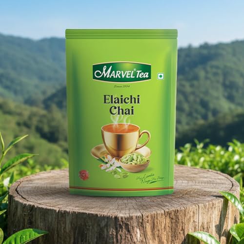 Image of Marvel Tea Elaichi Tea 1Kg, Handpicked Leaves & Natural Ground Cardamom From Assam & Darjeeling, Black Chai