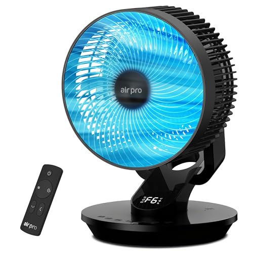 Air Pro 10" Desk Fan SmartVoice™ & Remote Control 3D Oscillation Fan 12 HR Timer, Quiet Copper Motor Air Cooling & Circulator Table Fan - Small Fan with 6 Speeds Mini Desktop Fan Office Home Bedroom