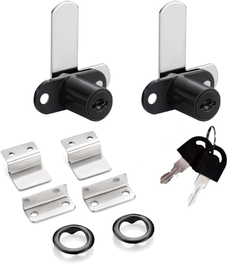 2 Pack Cabinet Locks Double Door Furniture Lock Zinc Alloy Cam Security Lock Keyed Alike Cylinder Cupboard Lock with 4 Keys for Door Cabinet Household Office