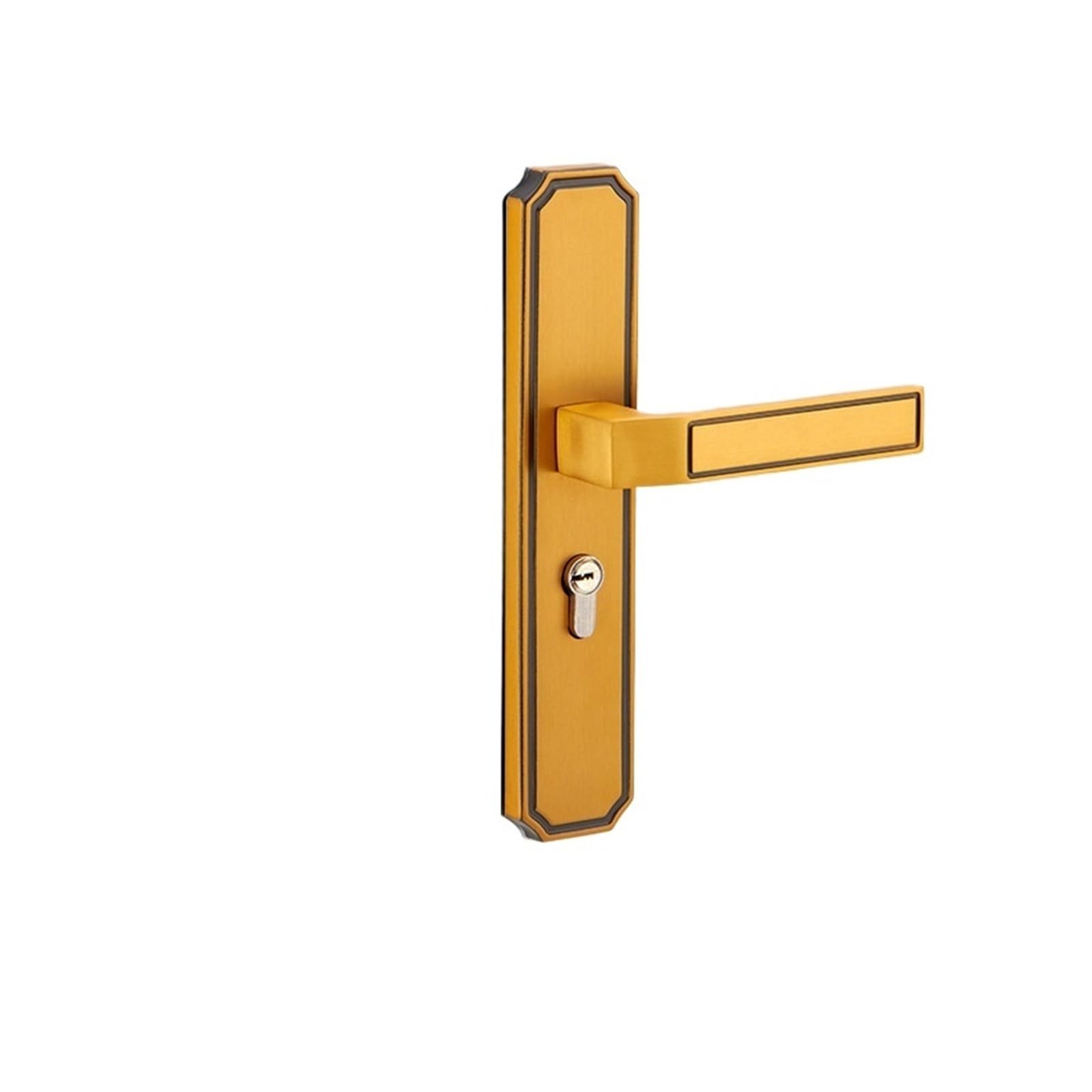 ZONSHJDKR Black Door Lock Simple Indoor Bedroom Engineering Silent Handle Mechanical Hardware(B Yellow Bronze Chinese Style)