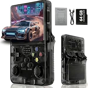 Retro Konsole Handheld Spielkonsole mit 20000+ Spielen, 3,5 Zoll IPS Bildschirm, Tragbare Retro Spielekonsole mit Linux System, R36S Portable Gaming Konsole für Zuhause und Reisen (Rauchschwarz)
