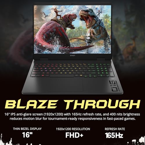 Image of HP Omen 16 inch FHD+ 165Hz Gaming Laptop, Intel Ultra 7 255H, NVIDIA GeForce RTX 5070, 32GB DDR5, 2TB Storage(1TB SSD+1TB Docking Station Set), RGB Backlit Keyboard, WiFi 6E, Win 11 Pro, Shadow Black