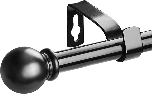 Black Curtain Poles for Eyelet Curtains,70-270cm Curtain Rod with Round Finial Heavy Duty Decorative Windows Drapery Rods