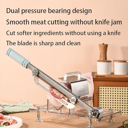 Frozen Meat Slicer, Manual Bone Meat Cutter, 304 Stainless Steel Material, Adjustable Thickness, Spring Feeding, for Cutting Meat Rolls, Vegetables - Image 4