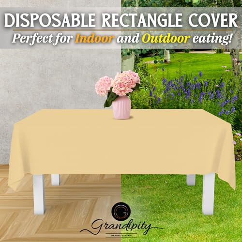 Image of Grandipity 24 Pack Premium Disposable Plastic Tablecloth 54 Inch. x 108 Inch. Decorative Rectangle Table Cover - Ivory