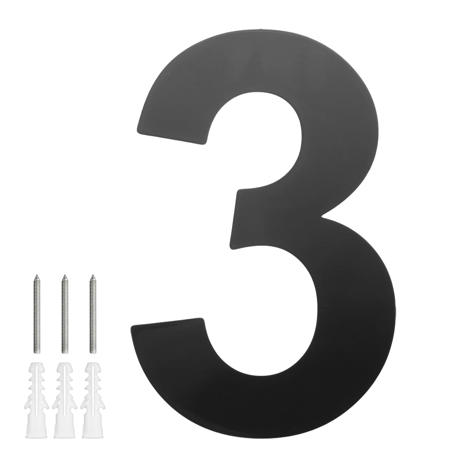 M METERXITY 1-Pack Modern Floating House Numbers for Outside, 5 Inch Stainless Steel Glossy Black Large Address Numbers Floating Mount with Nail Kits for Door/Street/Outdoors [Digit 3]