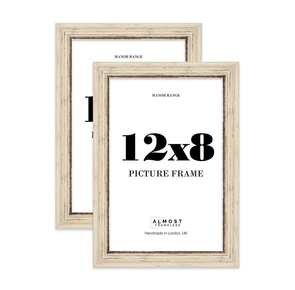 12x8 Picture Frame, Display 12x8 Pictures (20.3 x 30.5cm) - Distressed Cream Bold 42mm Edge Room Decor - 2 Pack โ image 1