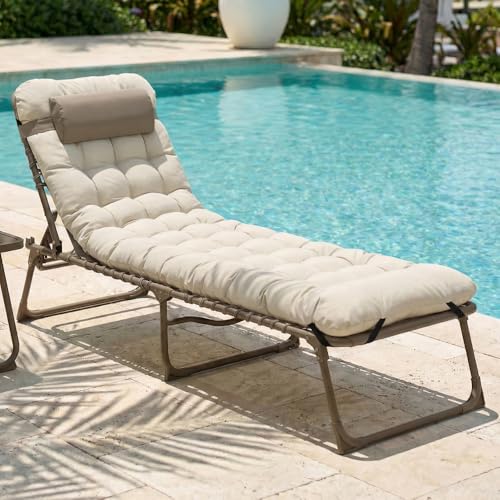 CASABEL Chaise Longue Pliante, transat extérieur inclinable, Acier Anti‑Rouille et Toile Textilene résistante, Bain de Soleil pour Jardin, terrasse ou...
