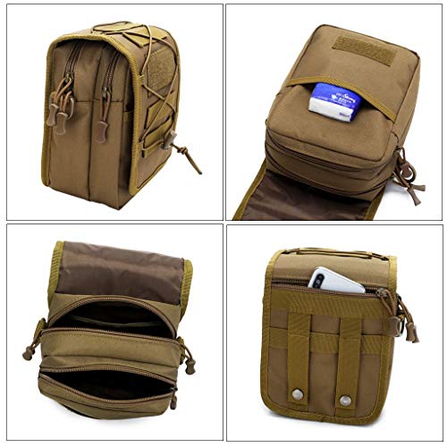 HUNTVP Taktische Umhängetasche Molle Schultertasche Militär Crossbody Bag Wasserdicht Sling Rucksack Multifunktional Messengerbag Crossbag Gürteltasche Bauchtasche für Sport Outdoor - Braun