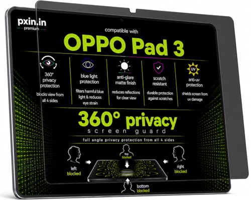 Image of Pxin 360 Pro Privacy Screen guard compatible with OPPO Pad 3 | Anti Glare | Anti UV | Anti Blue | Anti Reflection | Privacy Filter | Unbreakable Build