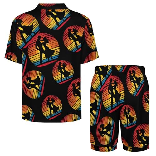 Salsa Dancing Dancer Vintage Mens Pajamas Set Short Sleeve Sleepwear Summer Pjs Sets 2 Piece Loungewear Nightwear4