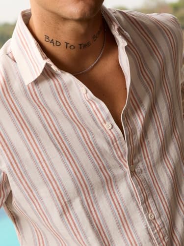 Image of The Souled Store Cotton Linen Stripes: Prism Men and Boys Long Sleeve Collared Neck Button Front Regular Fit Cotton Linen Shirt