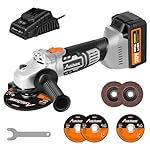 AVID POWER Cordless Angle Grinder with 4-pole Motor, 20V Cordless Grinders Tools w/3.0A Battery & Fast Charger, 4-1/2 Inch Grinding Wheels, Cutting Wheels, Flap Discs and Auxiliary Handle - Grey