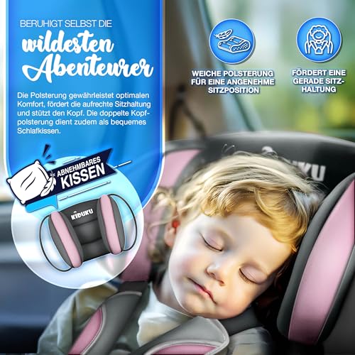 KIDUKU® Kindersitz 9-36 kg (1-12 Jahre) mit Kindersitzunterlage - Autositz ECE R129/03, Gruppe 1/2/3 Autokindersitz Kinderautositz