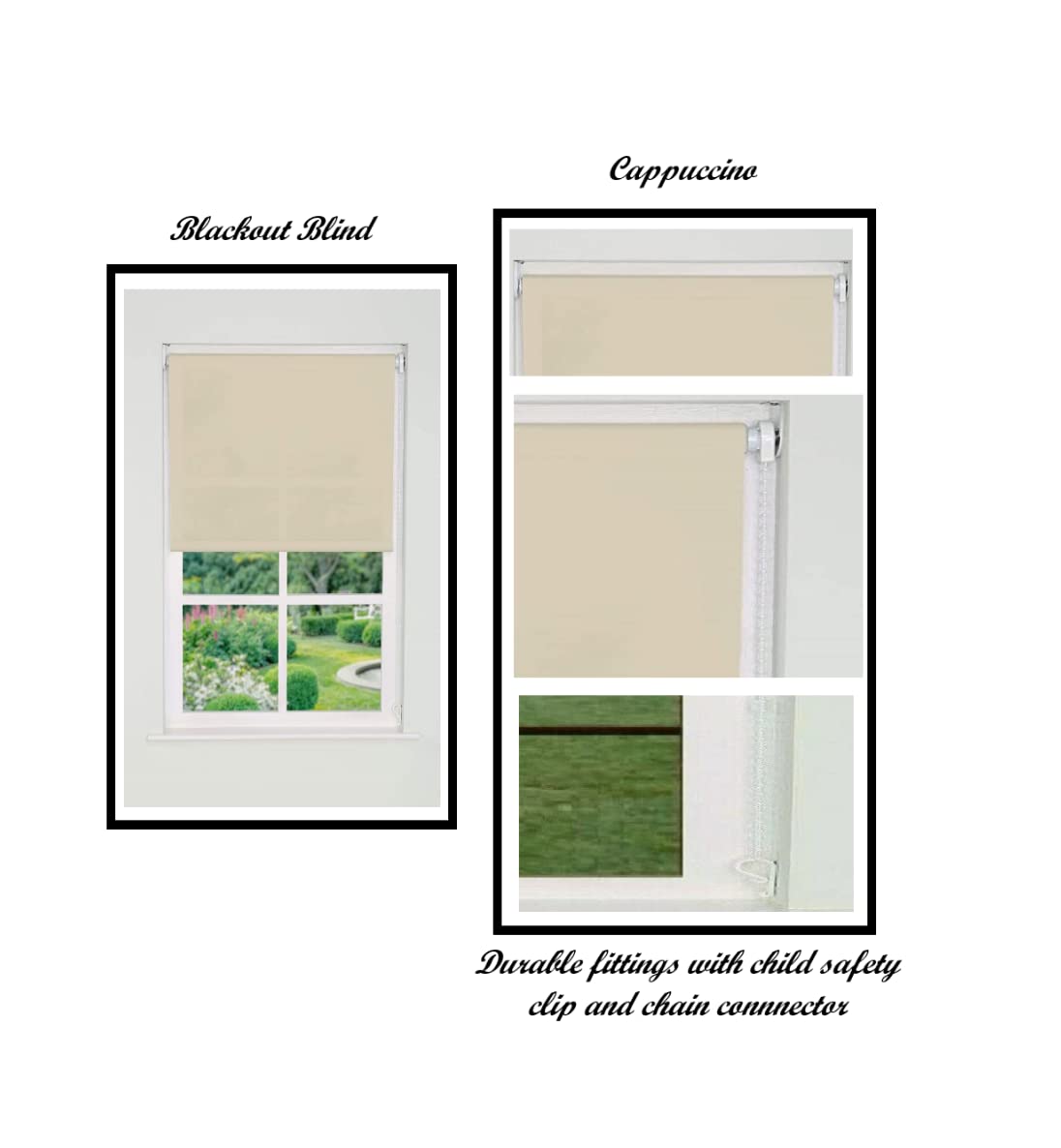 Thermal Insulated Blackout Fabric Roller Blinds, Easy Fit Room