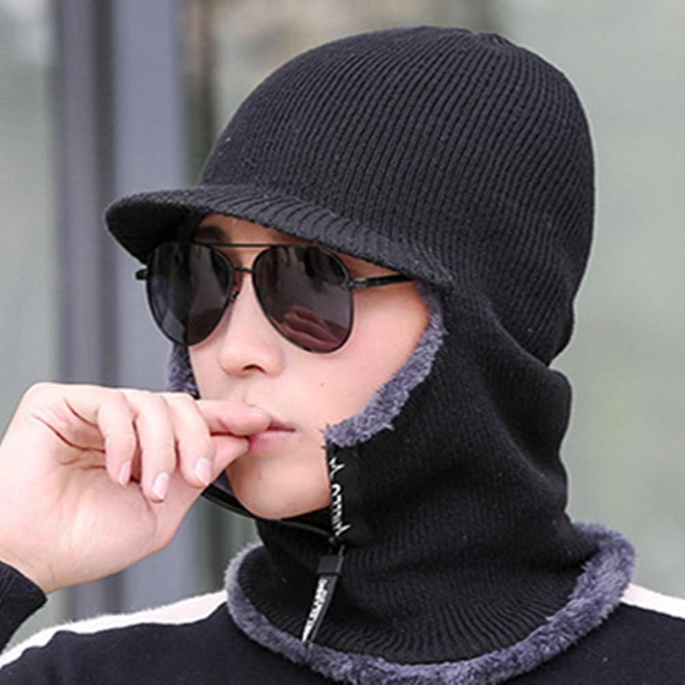 Unisex Winter Warm Elastic Soft Ear Protection Knitted Scarf face Protection hat Fleece Lined Hat one-Piece hat - Image 3