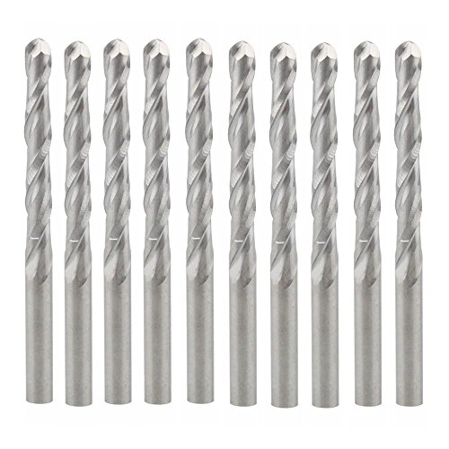 Doppelte Flöte Vollhartmetall Spiralschneider 3.175 x 22mm CNC Router Packung von 10