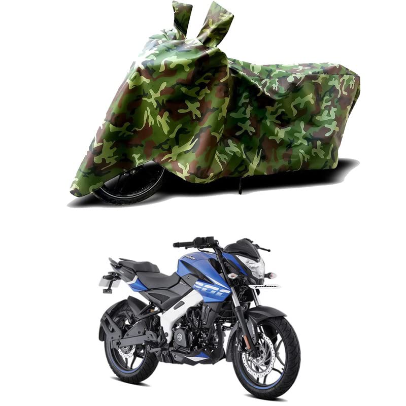 Image of 100% Water Resistant Bike Scooty Two Wheeler Body Cover Compatible for Bajaj Pulsar NS200 /UV-Rays /Heat Protection /Birds Dropping /Scratchproof /Dust Proof /Waterproof /All Varient[Green MJ]