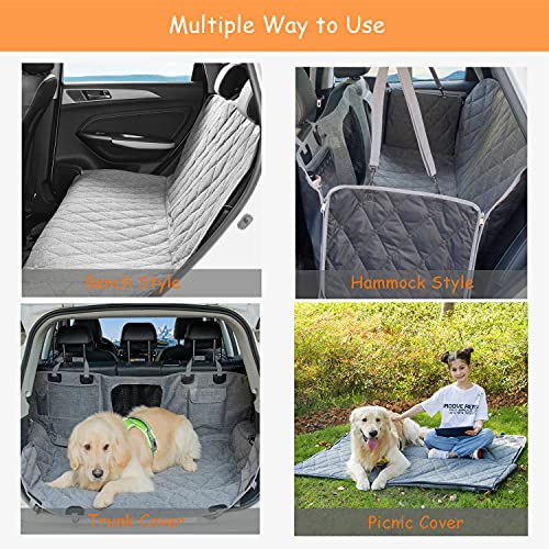 Image of Car Dog Cover Back Seat - Car Hammock for Dogs Waterproof - Dog Car Seat Cover for Back Seat with Mesh Window Multiple Pockets For Car /Truck /SUV Nonslip Rubber Back Washable Luxury Material