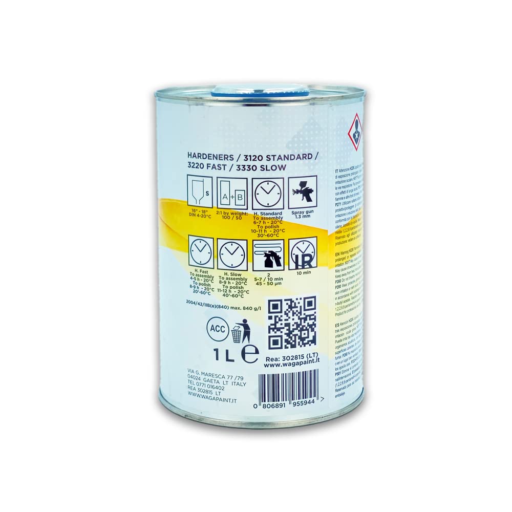 Trasparente Carrozzeria Acrilico Antigraffio 1L Lion Refinish Supreme Clear Coat HS3020 Lucido Brillante + Catalizzatore 500ml (Fast)