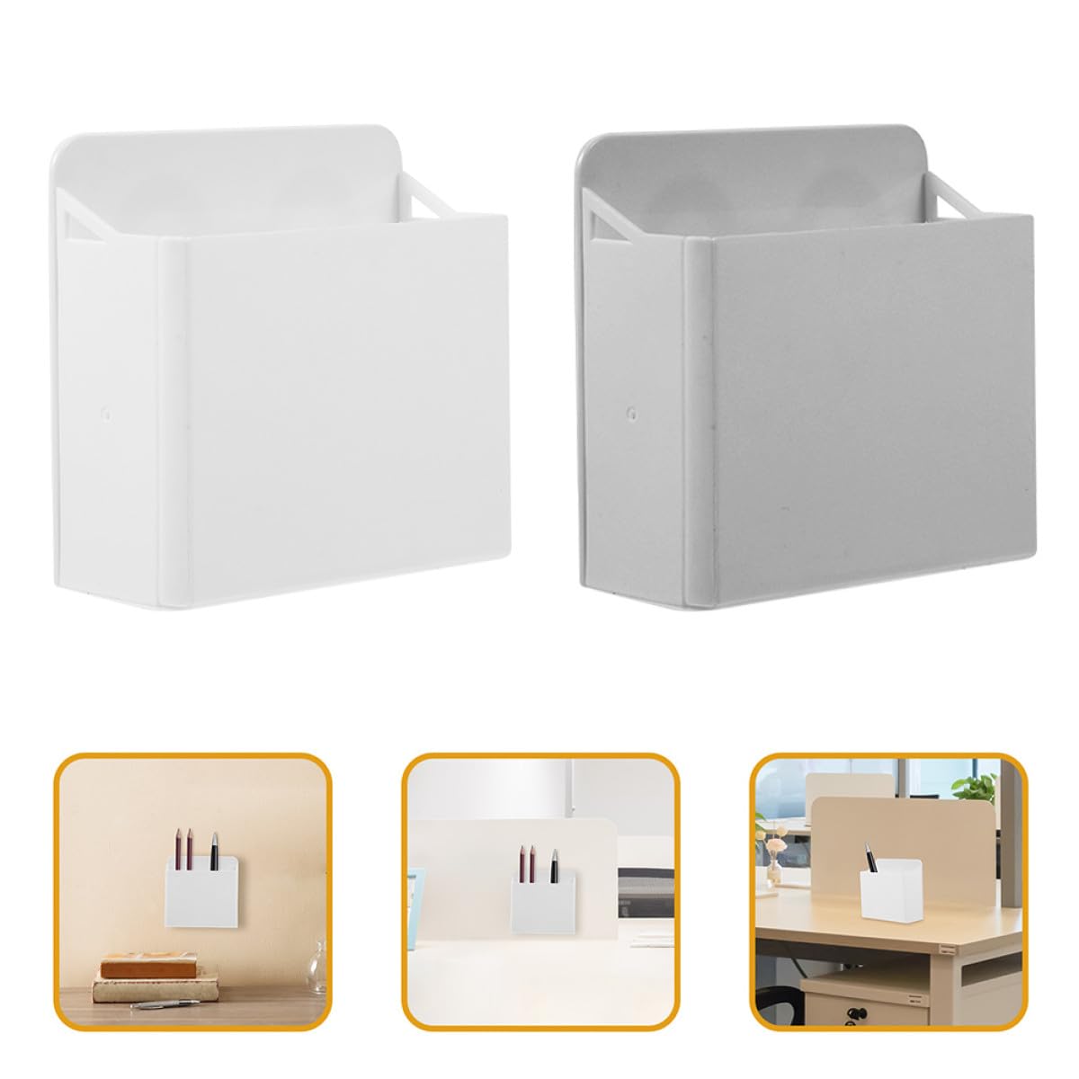 Cabilock Organizador de Bolígrafos Ventosa para Pizarra, Portabolígrafos Abs Resistente, Color Gris y, 8 Unidades para Oficina y Material Escolar