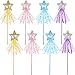 8 Pieces Fairy Wands Star Glitter Wand Princess Wands For Girls Kids Princess Party Favors Angel Wand Sticks With Ribbon Costume Props For Birthday Wedding Party Role Play Toy(Pink,Purple,Gold,Blue)