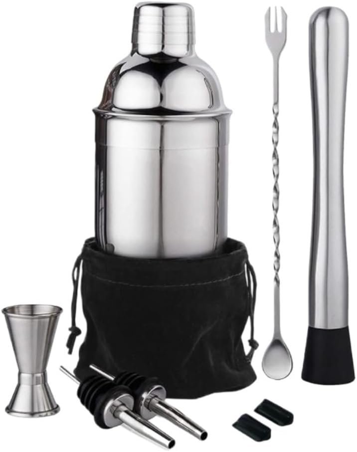 Set de Bar 6 Piezas Coctelera Acero Inoxidable Kit Bartender