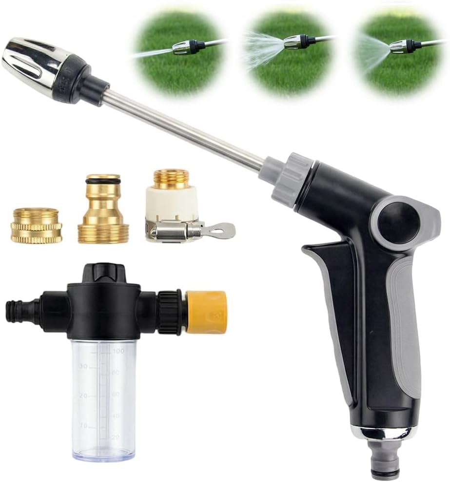 Turn Any Hose into a High Pressure Water Cleaning Jet, 2026 New Heavy Duty Garden Hose Nozzle, Multi Function Lawn & Garden Watering Sprayer, Spray Nozzle for Yard, Pet and Car Cleaning (A)