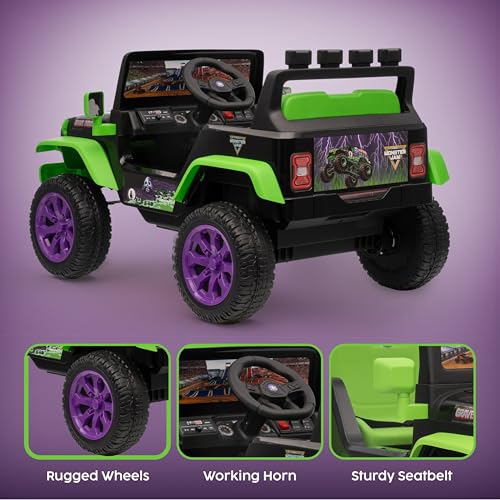 Image of Monster Jam - 12V Kids Ride On with Rechargeable Battery, LED Headlights, Press-Button Start, Durable Wheels, Forward & Reverse Drive, Contoured Seat