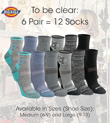 Image of Dickies Women's Dri-tech Moisture Wicking Quarter Socks (6 & 12 Pairs)