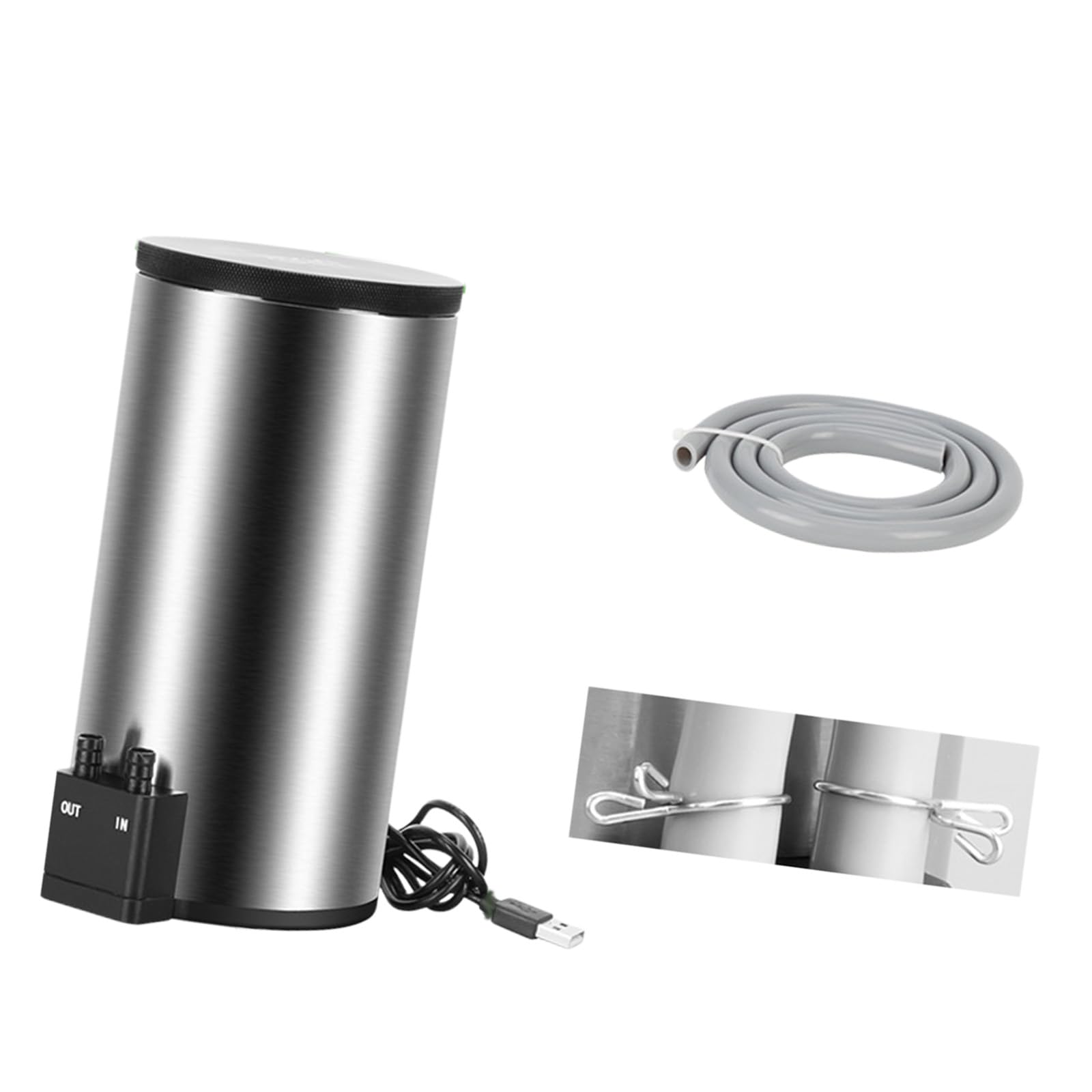 Cubo de filtro para acuarios, barriles de filtro de acero inoxidable con caudal ajustable para agua clara, pequeños tanques de pescado de acero inoxidable
