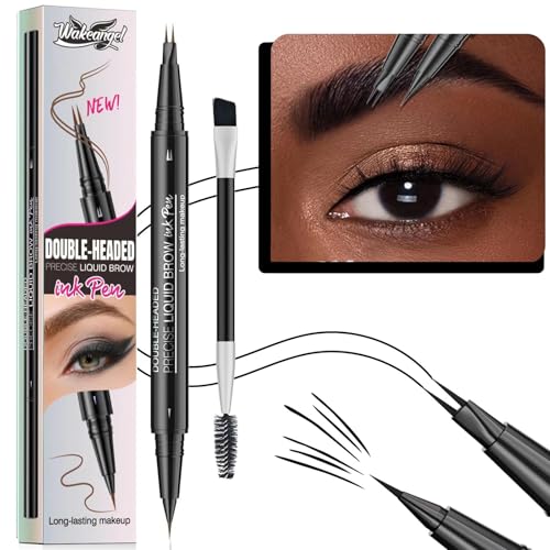 Twlbxmg Lápiz líquido para cejas negro 2 en 1 de doble punta para mujer, impermeable, con punta de pincel precisa para cejas naturales que se mantienen negras, #05, 1 paquete (paquete D)
