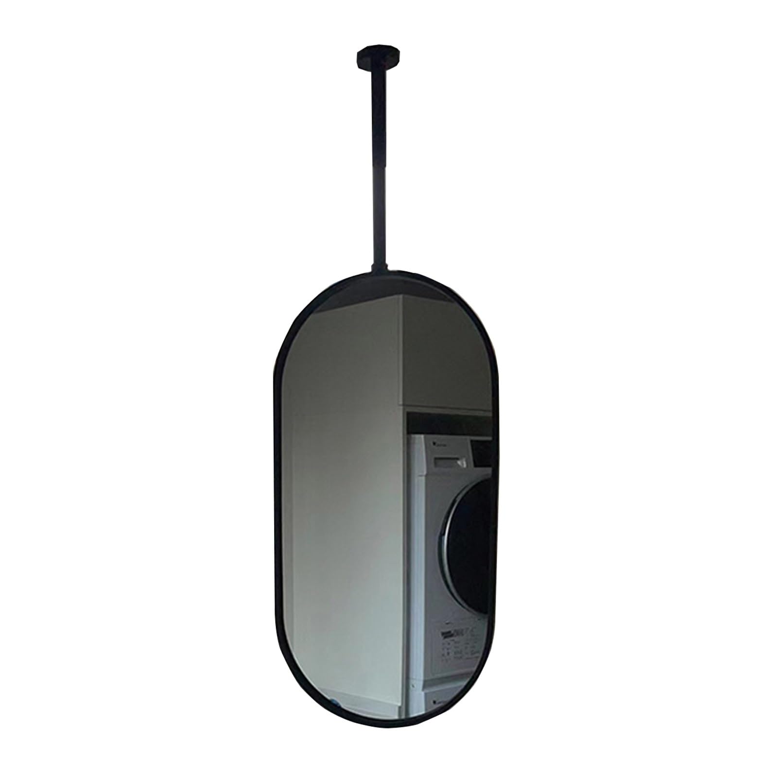 MESOVFCA Wall-Mounted Oval Floating Mirror with Metal Frame, Suitable for Home Or Hotel(Black,60x90cm)