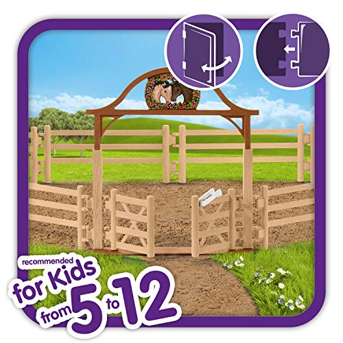 SCHLEICH-Figurine Horse Club Hannah & Cayenne, 42514, Mehrfarbig & 42434 - Pferdekoppel mit Eingangstor – Bild 8