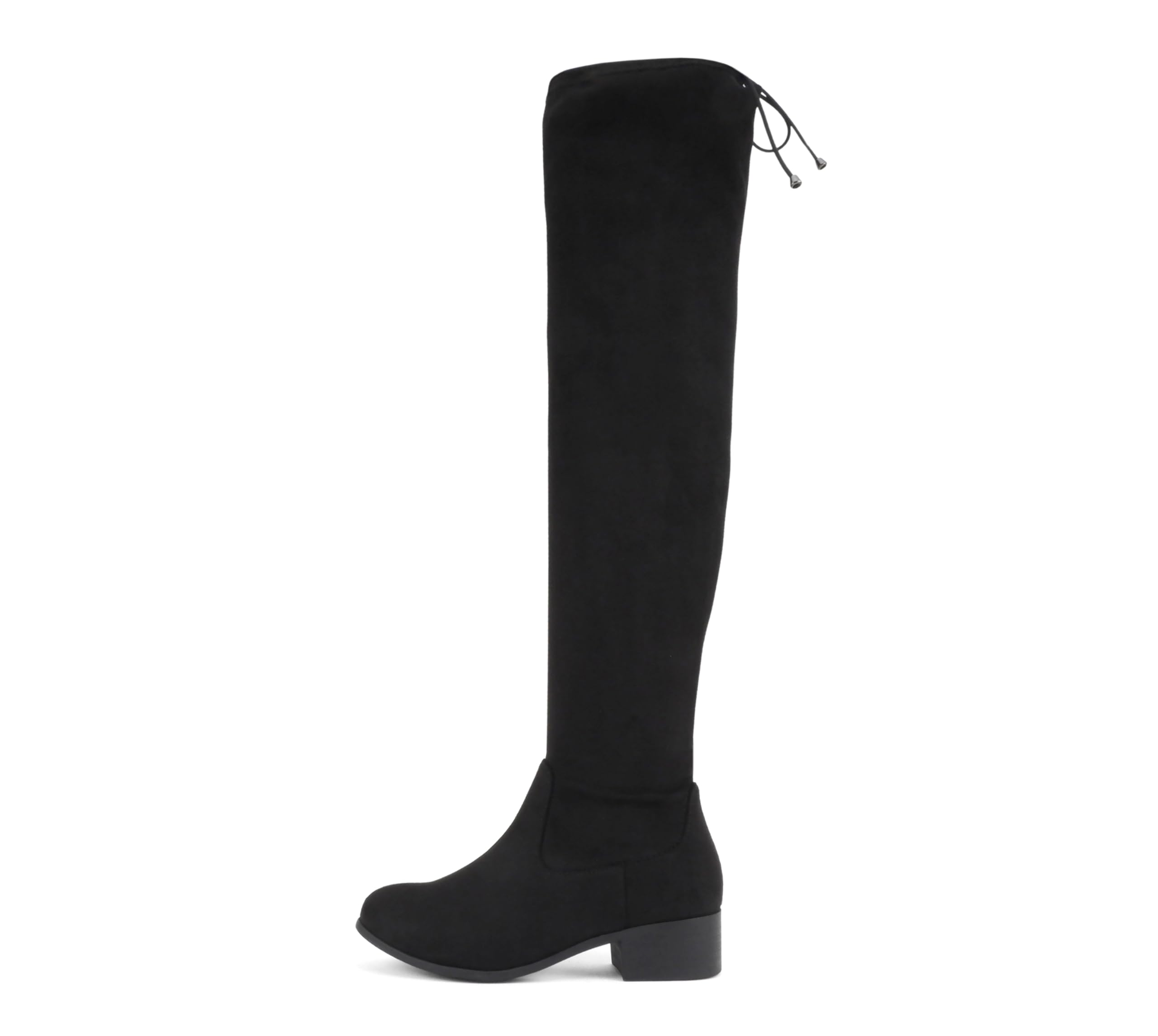Soda Luna Women Round Toe Drawstring Low Heel Over the Knee Boots