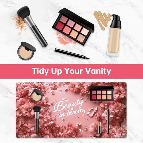 Tapis de maquillage en cuir synthétique blanc double face - 2