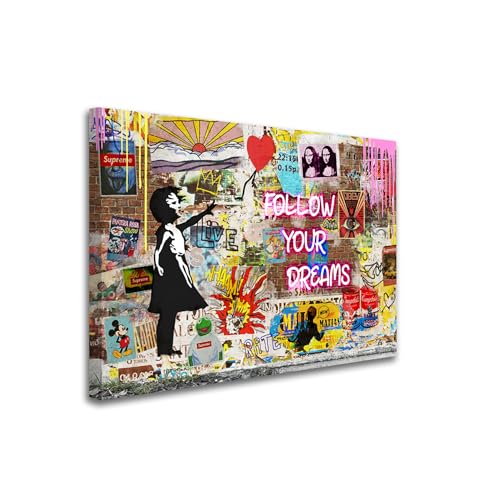 Tableau moderne La Fille au Ballon finition premium 90x60cm