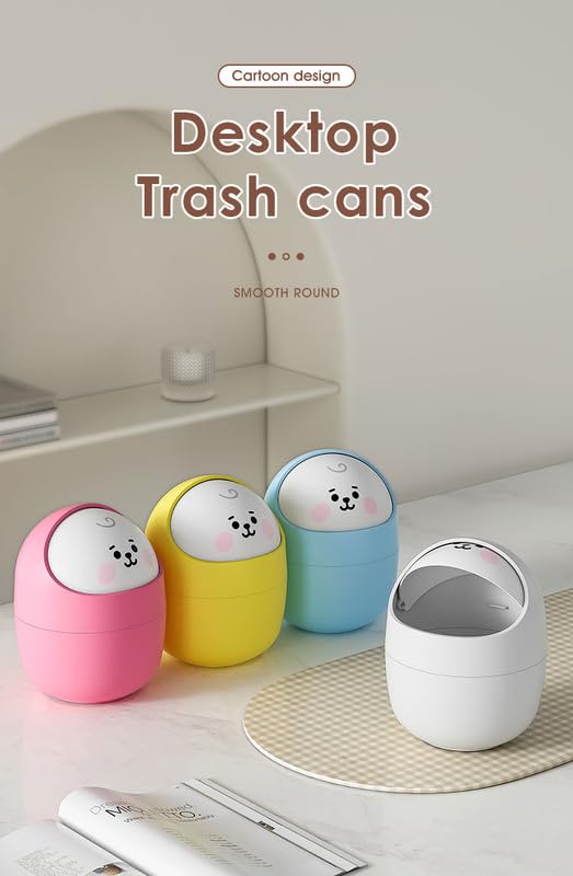 Image of Cortina Corton Design Plastic Small Tabletop Dustbin, Small Waste Bin for Study Table, Office Desk, Bathroom, Kitchen Sink & Washroom (Yellow)