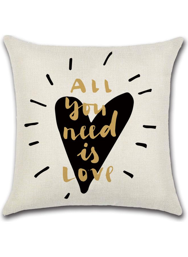 RISHAHOMEAll You Need Is Love Printed Cushion Cover Cotton Blend Multicolour 45 x 45cm|Cushion/Throw Cover |Decorative Pillow Cover |Sofa Living Room Couch Home Décor|Throw pillow cover