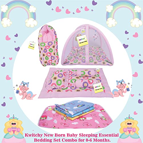 Image of Kwitchy Flat Bed Baby Bedding Set for New Born Essential Combo (0-6 Months) (4PCS Set)