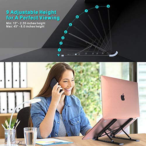 STOON Laptop Stand, Laptop Holder Riser Computer Stand, Aluminum 9-Angles Adjustable Ventilated Cooling Notebook Stand Mount Compatible with MacBook Air Pro, Lenovo, Dell, More 10-15.6” Laptops - Thumbnail 2