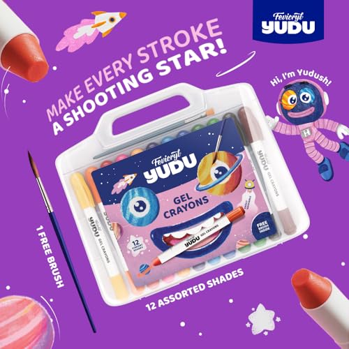 Image of Fevicryl Yudu Gel Crayons | 12 Colours with 1 Brush | Smooth & Mess-Free Creative Art | Twistable, Washable & Water Soluble for Kids & Adults | Ideal Gift for Kids