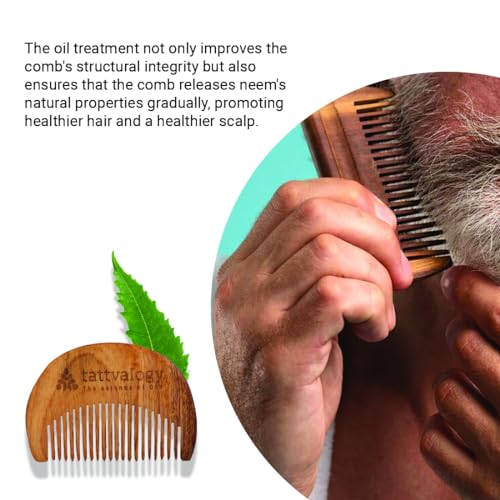 Image of Tattvalogy Raw Neem Wood Beard Comb |Kaachi Neem Wooden Comb for Blood Circulation & Hair Growth | avoid Hair Pulling, Static Electricity, Itchy Scalp & Oil Build-Up