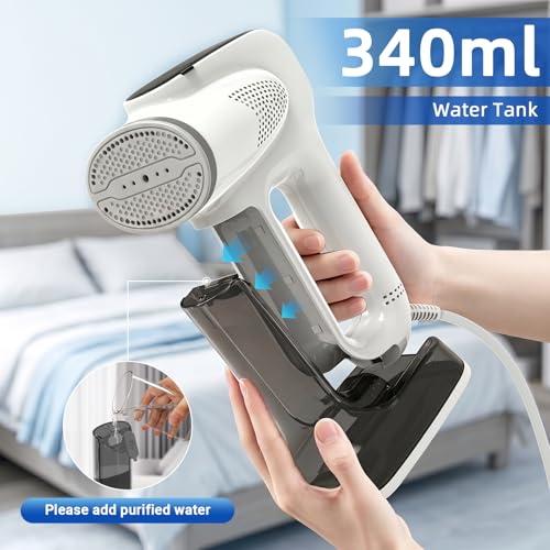 Vacuum Steamer for Garments, YEJOUMO 3500Pa Robust Suction Garment Steamer 3 in 1 Handheld Journey Steamer & Iron Garments, 25s Speedy Preheating, 340ML Massive Water Tank - Image 6