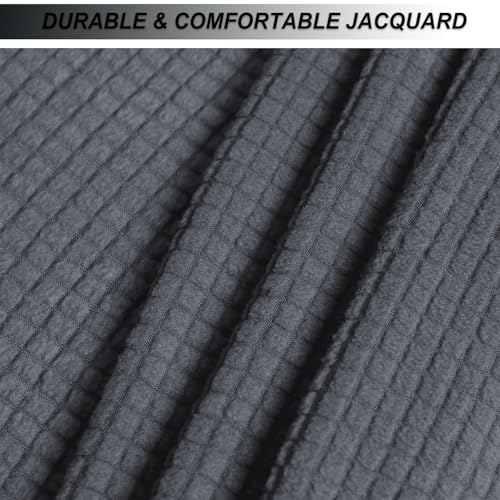 Image of NeColorLife Stretch Ottoman Cover Square Oversized Soft Knitted Jacquard Thick Covers for Large Square Ottoman Storage Stool Furniture Protector Dark Grey X-Large