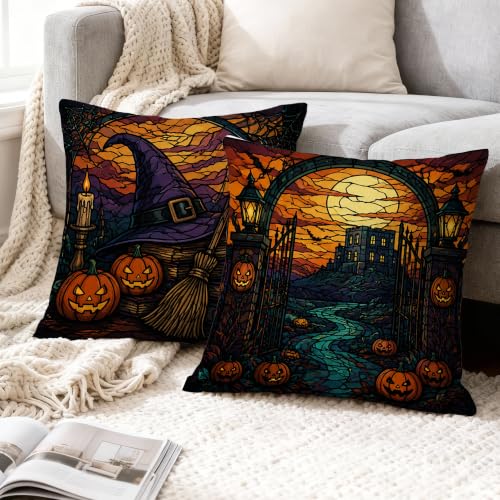 Housse de coussin Halloween avec fermeture éclair dissimulée orange x4