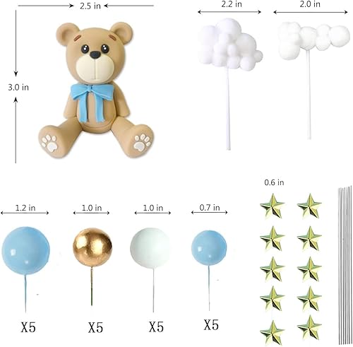 Miniatura 2 de Decoración para tartas de oso, bolas de oso, decoración de pasteles con estrellas, nubes, decoración para tartas para niños y niñas, baby shower,