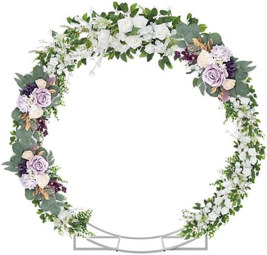 4.6 Ft Round Metal Table Arch Garden Arbor for Garden, Indoor and Outdoor, Party Decoration, Easy Assembly (with Support Legs, Ground Anchors, Screwdriver, Instructions)